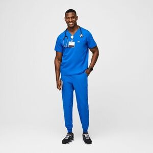 Figs Scrub Set - Mens Three Pocket Leon and Tansen Joggers in Royal Blue - XS